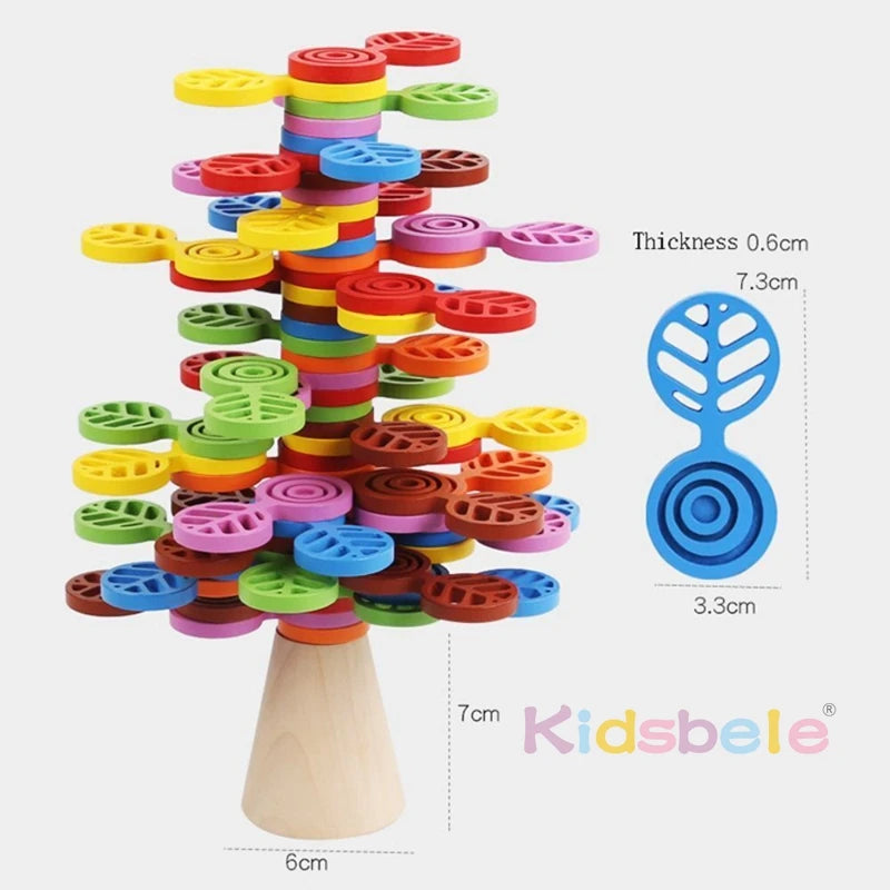 1 ensemble de blocs de construction pour enfants Montessori arbre bois arc-en-ciel arbre jeu d'équilibre jouets de construction pour enfants