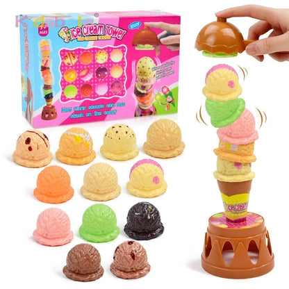 Tour de glace Jeu d'équilibre Faire semblant de jouer Nourriture Cuisine Dessert Douceurs Cadeaux de fête Jouets éducatifs Plier le rouleau d'oeuf