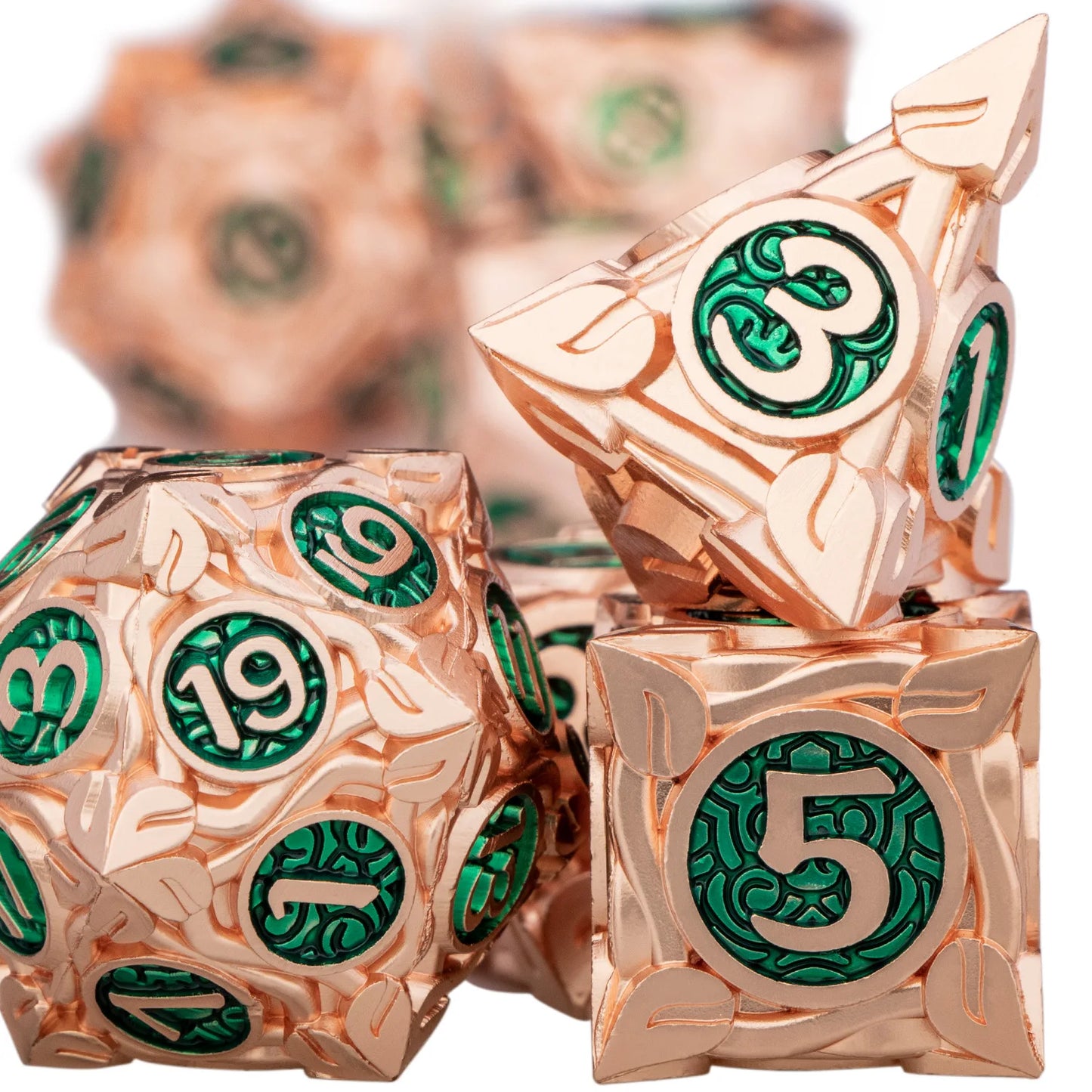 DND Metal Red Copper Green RPG Polyhedral For Dungeon and Dragon Tabletop Role Playing Game D and D Dice Set D20 D12 D10 D8 D6