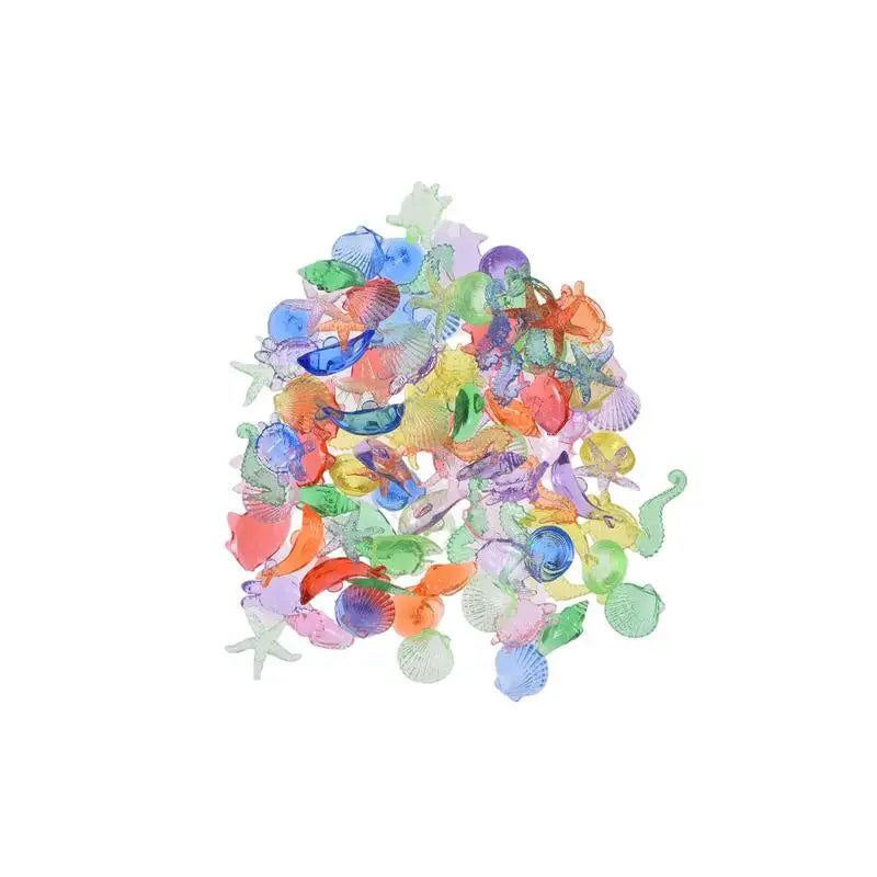 Lot de 100 pierres précieuses colorées en acrylique en forme d'étoile de mer et de coquillages pour enfants, bijoux en cristal, jouets de plongée et de natation d'été #WO