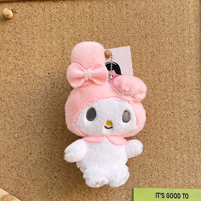 Lot de 10 porte-clés en peluche Sanrio Kuromi Cinnamoroll, accessoires pendentifs, cadeau d'anniversaire