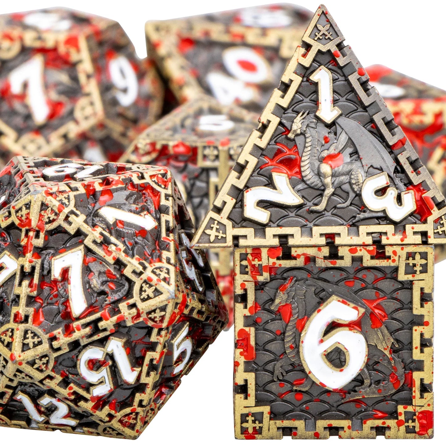 Dados de metal DND Dados de mazmorras y dragones Juego de dados poliédricos Juego de dados de rol Juego de dados D&amp;D Juego de dados RPG de 7 piezas Juego de dados D y D D20 D10 D6