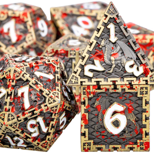 DND Metal Dice Dungeon and Dragon Dice Polyhedral Dice Set Role Playing Dice D&D Dice Set RPG 7PCS D and D Dice Set D20 D10 D6