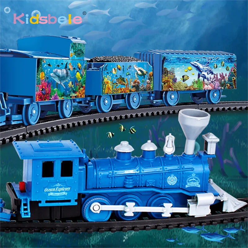 Electric Ocean Animal Train Set Educational Toy Great Gift Interactive Toy DIY Assembled Rail Train Playing Set