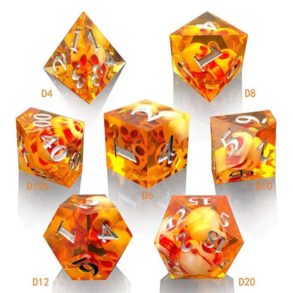 Juego de 7 dados de calavera para DND, dados D&amp;D, D4, D6, D8, D10, D%, D12, D20, juegos poliédricos para juegos de mesa de mazmorras y dragones, MTG, RPG