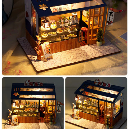 Magasin de sushi japonais, maison de poupée miniature à faire soi-même avec meubles, maison de sushi miniature, jouets pour enfants, cadeaux pour filles