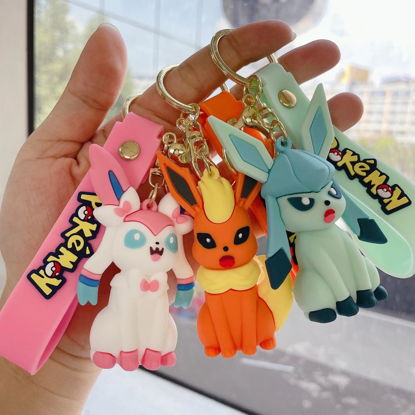 Lot de 10 porte-clés Pokémon Glaceon Umbreon Leafeon Flareon Eevee, pendentif, jouet, cadeaux de Noël