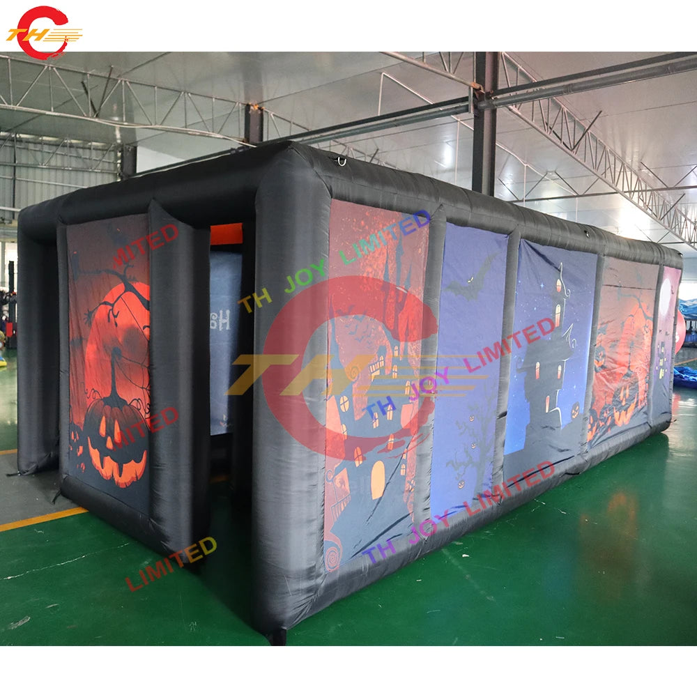 Fast Shipping 6x3m Digital Printing Halloween Inflatable Haunted Maze Spooky Inflatable Labyrinth Maze Game for Sale