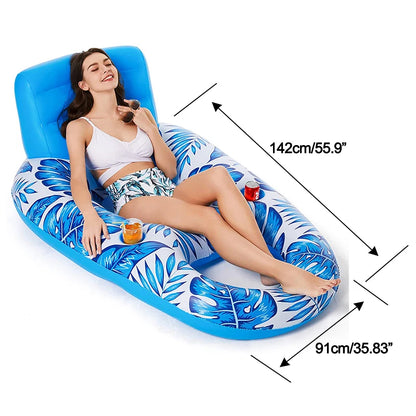 Floating Water Hammock Recliner Foldable Inflatable Swimming Air Mattress Inflatable float drainage Toy Float Lounge Rest Bed