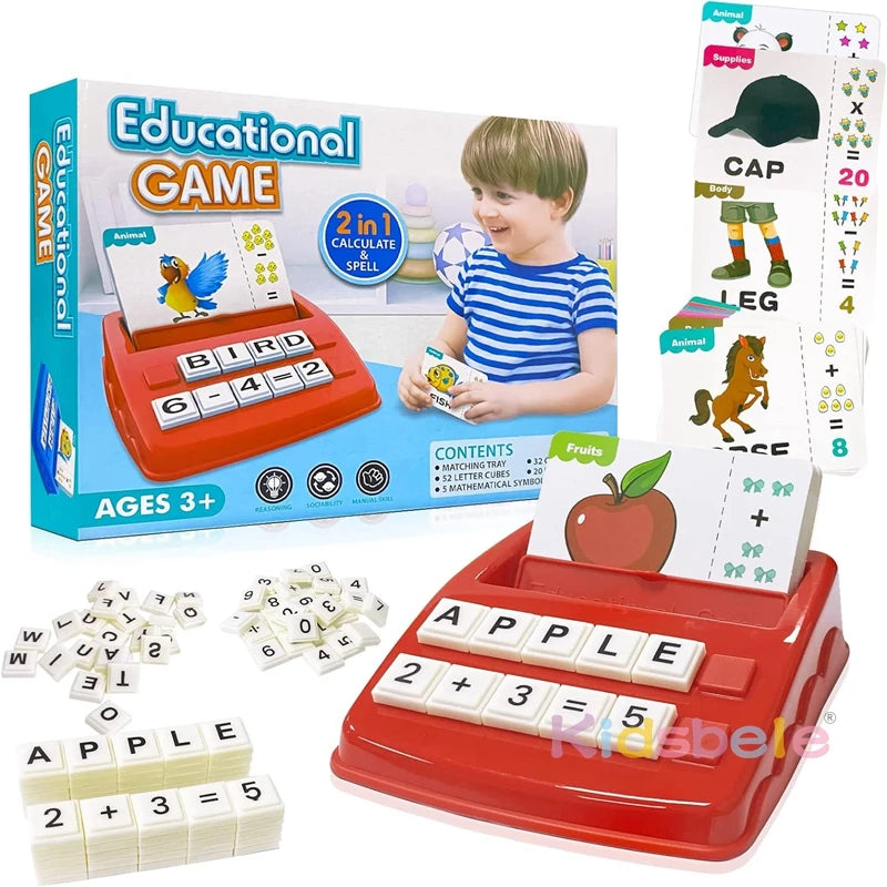 Educational Matching Letter Game 2 in 1 Letters and Calculation Learning Preschool Games