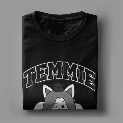 Camisetas para hombre de Temmie College Undertale, camiseta de juego genial, camiseta de manga corta con cuello redondo, camisetas de algodón puro de talla grande