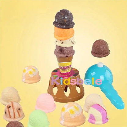 Tour de glace Jeu d'équilibre Faire semblant de jouer Nourriture Cuisine Dessert Douceurs Cadeaux de fête Jouets éducatifs Plier le rouleau d'oeuf