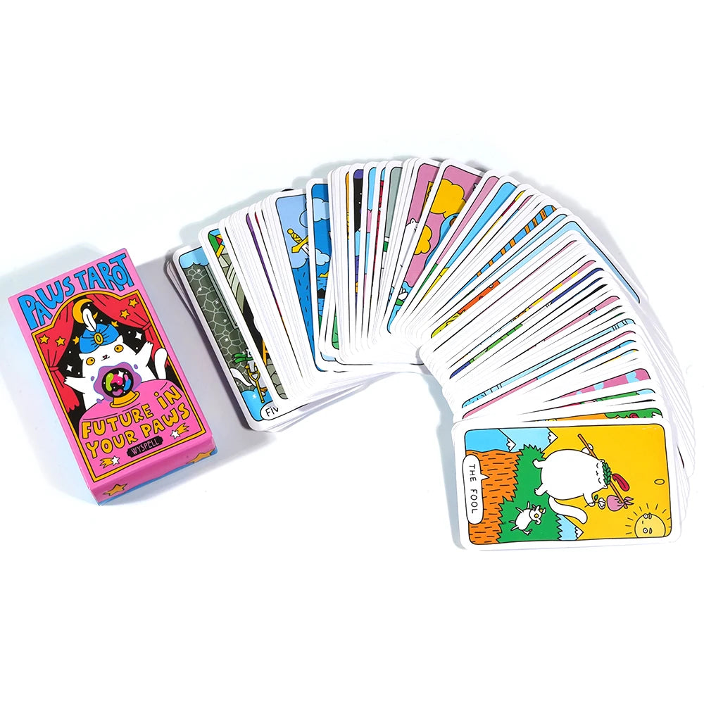 Cartes de tarot pour chat Wyspell Jeu de tarot pour chat de 78 cartes Cartes de tarot uniques pour les amoureux des chats et les passionnés de tarot Tarot mignon