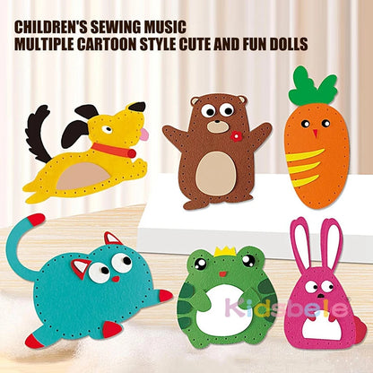 Children's Sewing Animals Craft Kit Forest Creatures Sewing Pretty Felt Animals Plush Educational Set for Kids Gift for Beginner