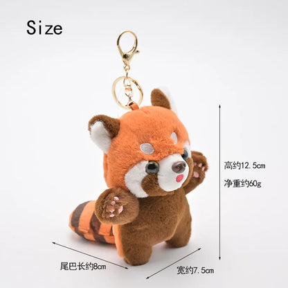 Cute cartoon red panda plush toy pendant little raccoon doll keychain doll playground doll