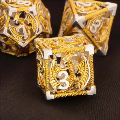 OUKELANWO DND Metal Hollow Dice Set D&amp;D, dés de jeu de rôle polyédriques, dés de donjon et de dragon D et D D20 D12 D10 D8 D6 D4