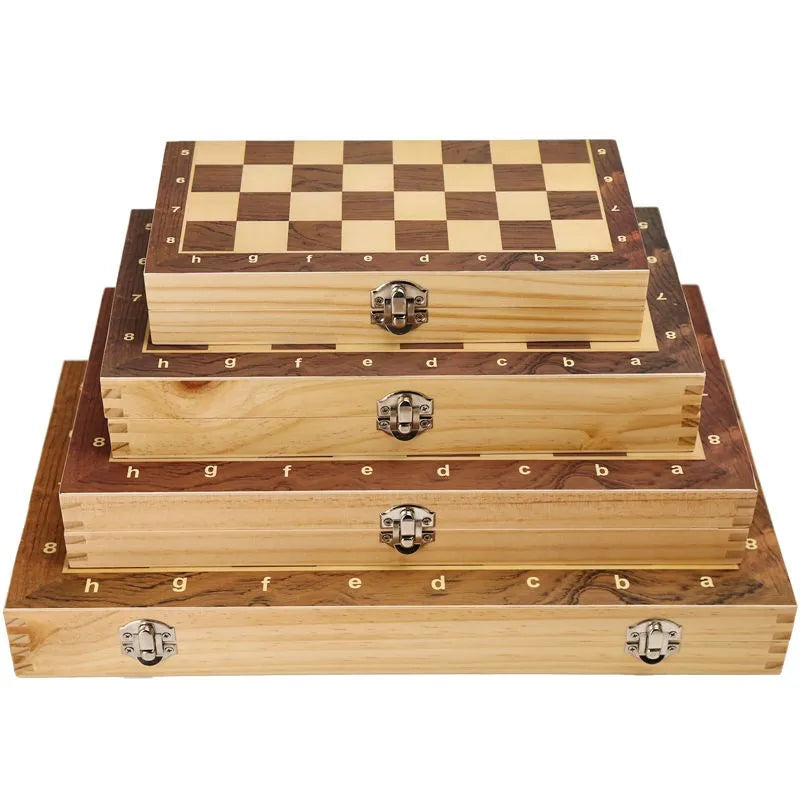 Juego de ajedrez plegable de madera magnético grande, tablero de juego de fieltro de 29 cm/34 cm/39 cm, almacenamiento interior, regalo para niños y adultos, juego familiar, ajedrez de jabalí