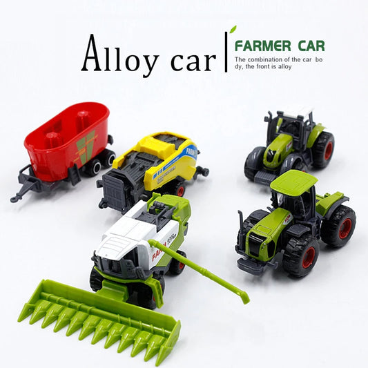 Mini Alloy Farmer Car Alloy Engineering Car Tractor Toy Model Farm Vehicle Belt Boy Toy Car Model Diecast Simulation Car