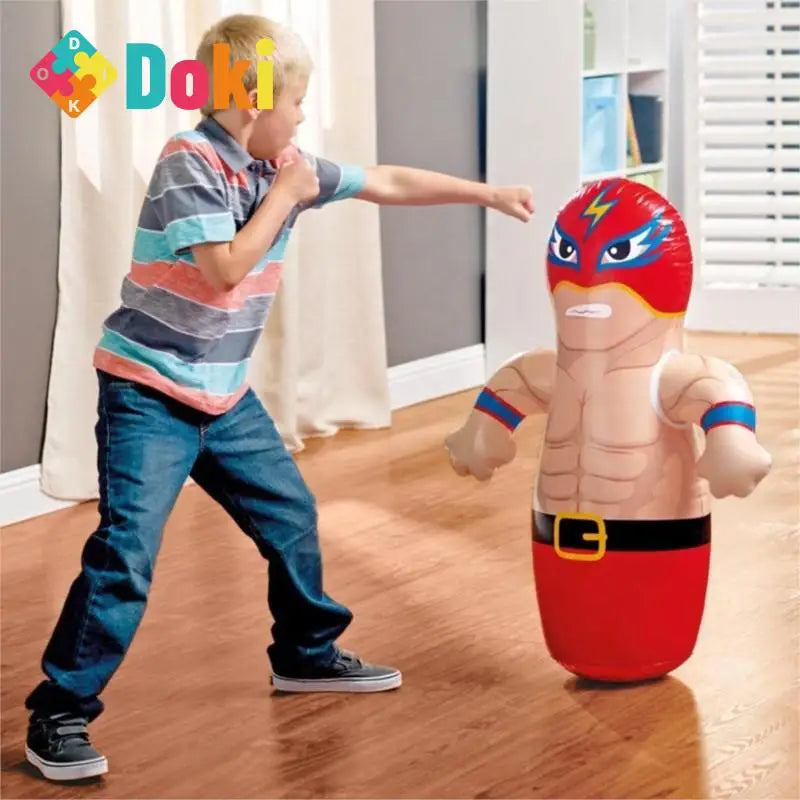 DokiToy Original 44672 Funny Doll Tumbler Inflatable Toy Red Wrestling Yellow Boxing Kids Toys Hot Plastic Toys New 2023