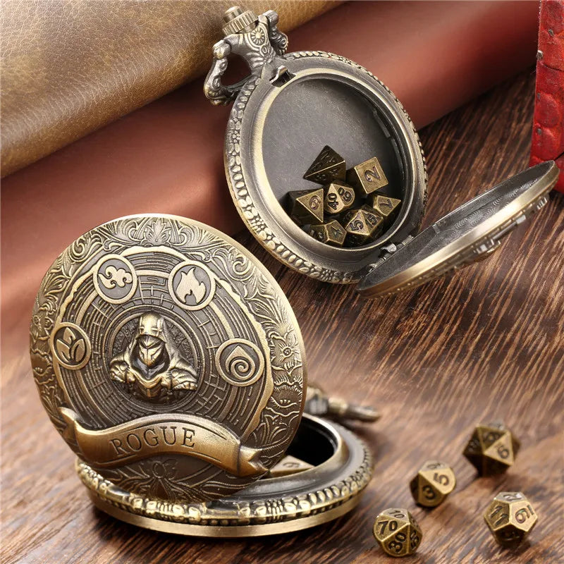 Steampunk Pocket watch Dice Xmas Gifts Pendant Mini Metal DND Dice 6mm pocket watch case Polyhedral DND dices for Christmas