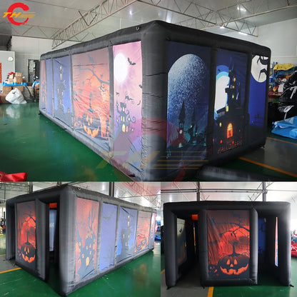 Fast Shipping 6x3m Digital Printing Halloween Inflatable Haunted Maze Spooky Inflatable Labyrinth Maze Game for Sale