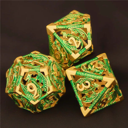 OUKELANWO DND Metal Hollow Dice Set D&amp;D, dés de jeu de rôle polyédriques, dés de donjon et de dragon D et D D20 D12 D10 D8 D6 D4