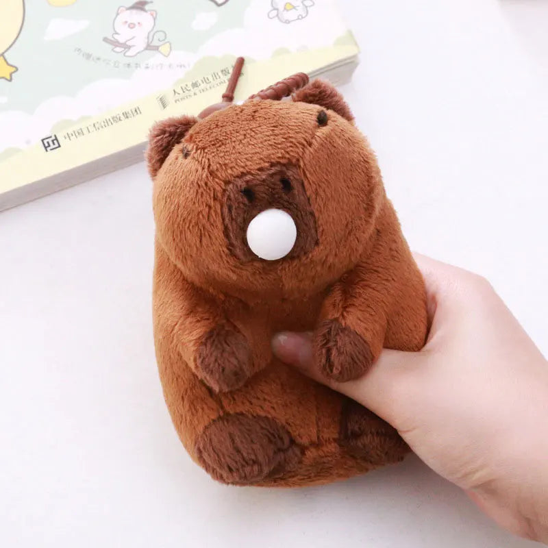 Llavero de peluche de capibara exprimidor, colgante de simulación de capibara, juguete de peluche de anime, muñeco de peluche para aliviar el estrés