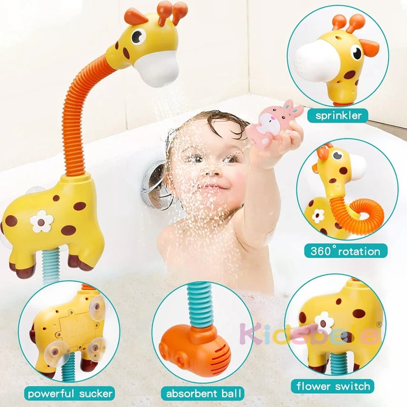 1pc petite girafe électrique vaporisateur d'eau arroseur parfait jouets d'aspiration pour bébé jouets de baignoire et jouets de bain