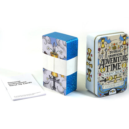 Cartes de tarot Adventures Time 78 pièces dans une boîte en métal avec bord plaqué or pour jeu de tarot divinatoire Bel emballage