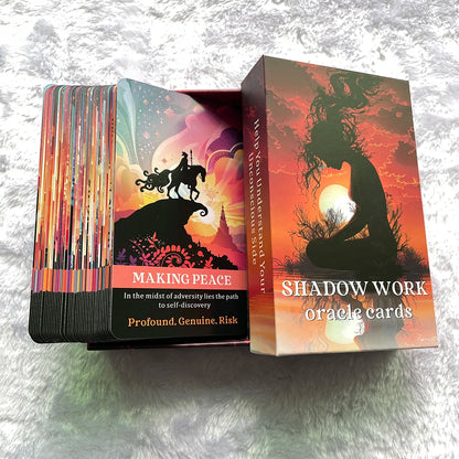 Cartas de oráculo de Shadow Work, 12 x 7 cm, 56 cartas, baraja de tarot, juguetes de adivinación en caja, papel de 400 g/m², afirmación de tarot