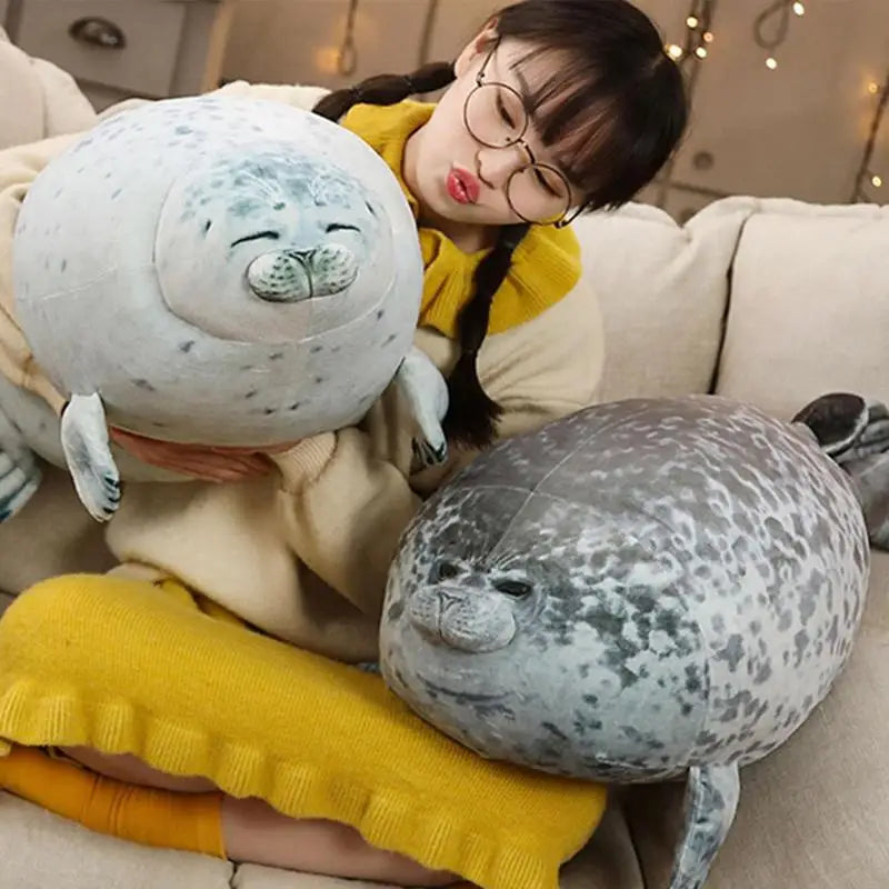 Angry Blob Seal Pillow Chubby 3D Novelty Sea Lion Doll Plush Stuffed Toy Baby Sleeping Throw Pillow Gifts for Kids Girls