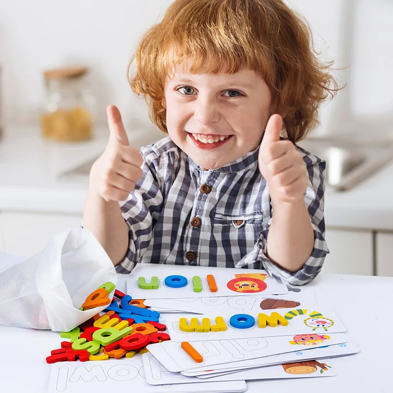 1 ensemble de nouveaux jeux de mots en bois pour enfants, 26 lettres anglaises, pratique de l'orthographe, éducation précoce, puzzle cognitif, jeu de société