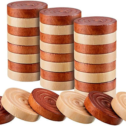 Juego de 30 piezas de damas redondas de madera para accesorios de juego de ajedrez y backgammon