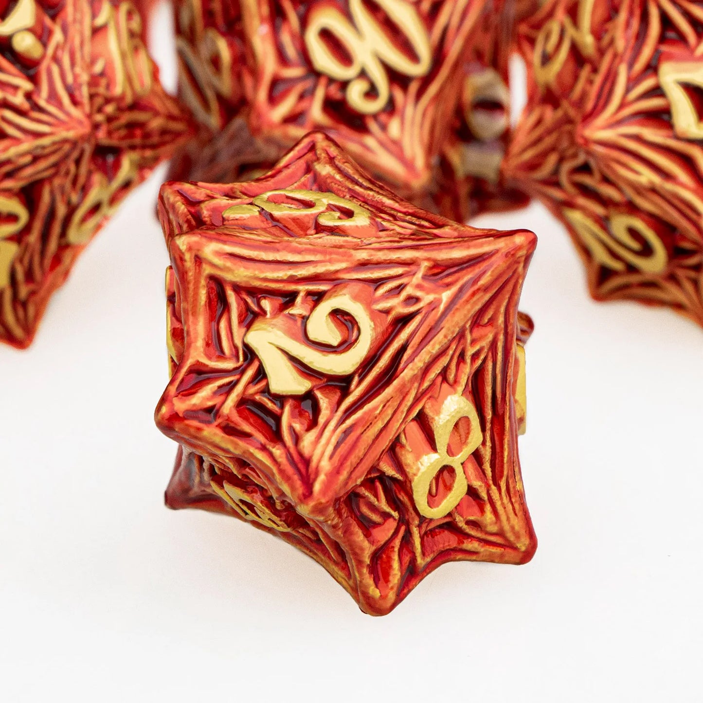 ORIFANTUO Red Tree Root Dnd Metal Dice Set D+D Polyédrique Dés pour D et D Dungeon et Dragon Pathfinder Jeux de rôle Dés