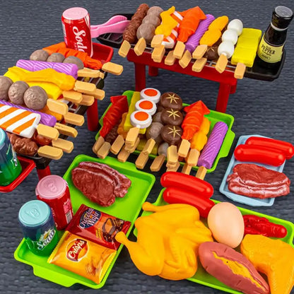 Kids Pretend Play Kitchen Toys Simulation Food Barbecue Cooking Toys Children Educational Play House Interactive Toys For Girl