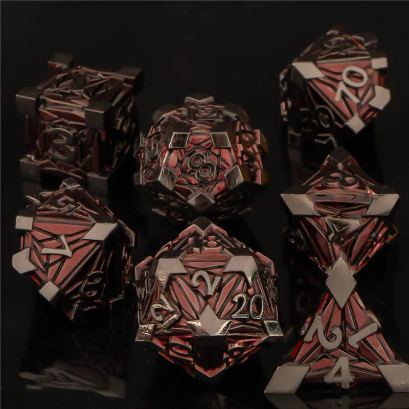 KERWELLSI DND Metal Dice Set D&D, Dungeon and Dragon Role Playing Dice, Crack Handmade RPG D and D Dice D20 D12 D10 D8 D6 D4