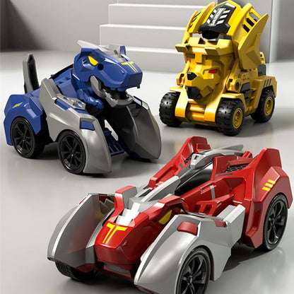 2 en 1 transformable dinosaurio coche deformación juguetes inercial deslizante dinosaurio transformación automática figuras robot fundición juguete niños regalo