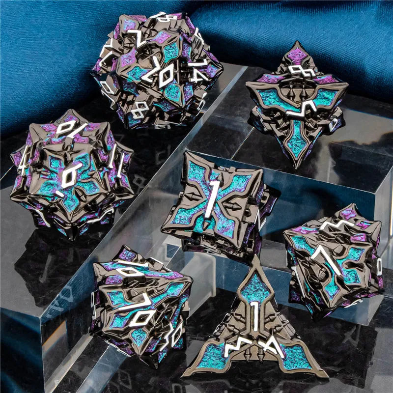 OUKELANWO DND Metal Dice Set D&amp;D, dés de jeu de rôle polyédriques Dungeon et Dragon, dés de jeu RPG D et D D20 D12 D10 D8 D6 D4