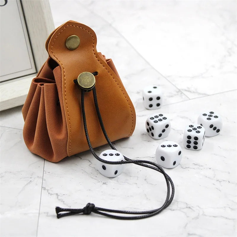 Leather Dice Bag Tray Design Viking Style Vintage Medieval Drawstring Pouch For D&D Role Playing RPG Game Gift Coin Purse