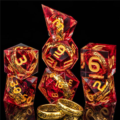 KERWELLSI DND Sharp Edge Resin Dice Set D&D, Polyhedral Dungeon and Dragon Dice, RPG Role Playing D D Dice D20 D12 D10 D8 D6 D4