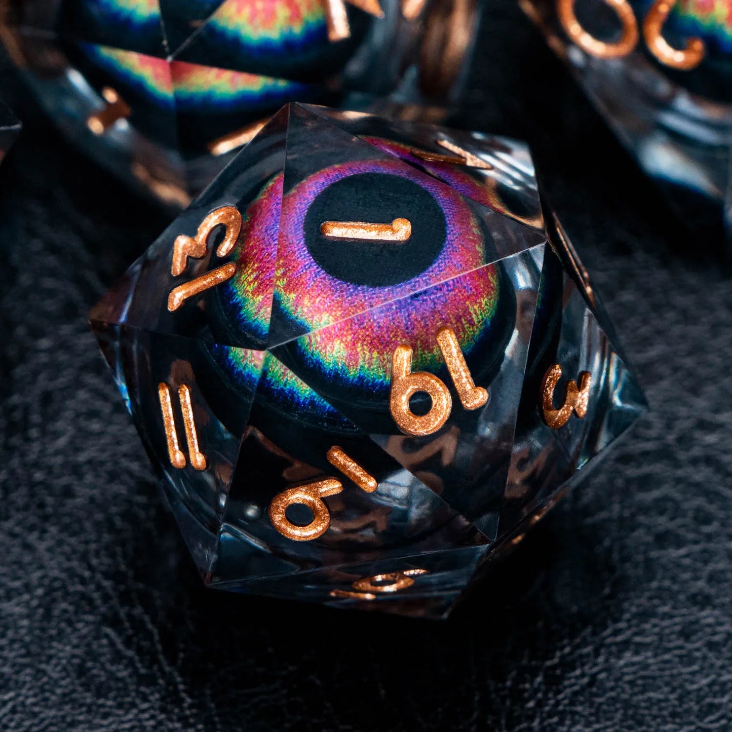 D and D Beholder's Liquid Flow Core Eye Resin Dice Set | Ring Dnd Dungeon and Dragon Pathfinder Role Playing Game D20 D&D Dice