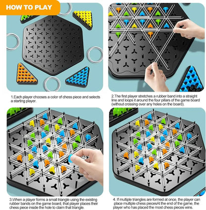 Chain Triangle Chess Game 2 To 4 Players Family Games Kids Adults Board Games Triggle Rubber Band Strategy Make More Triangles