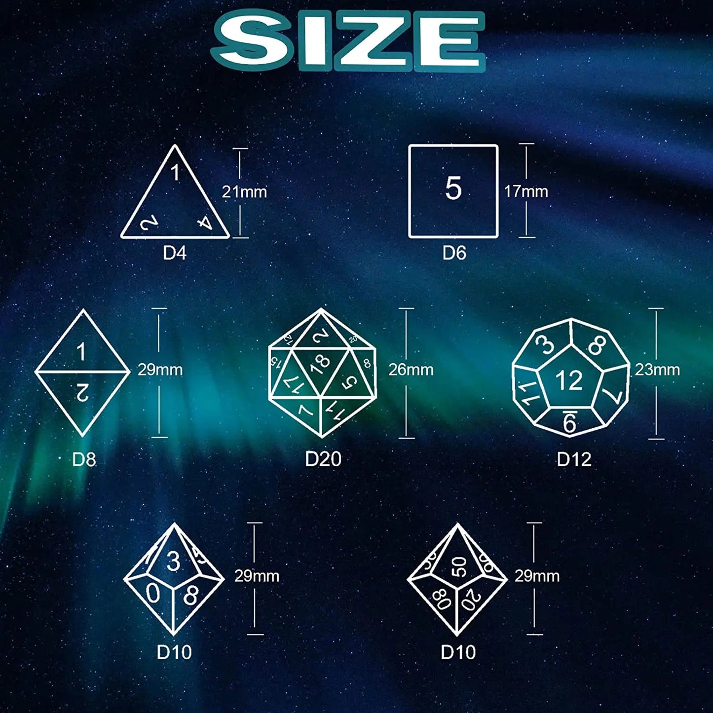 7pcs/Set Handmade For D&d Dnd Dice Set Resin Galaxy Dnd Dice Sharp Edge Sex Polyhedral Dice D Rpg Dice Dadi Dados Rol Rainbow