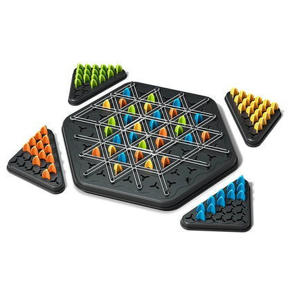 1 juego nuevo de mesa rompecabezas de cadena de ajedrez multijugador interactivo con banda de goma triangular juego de mesa rompecabezas de juguete