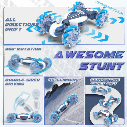 Voitures de cascade télécommandées RC 2,4 G Drift Voiture double face Conduite 360 ​​° Rotation Twist Escalade Voiture 4WD RC Voiture de course Jouets Enfants Cadeau