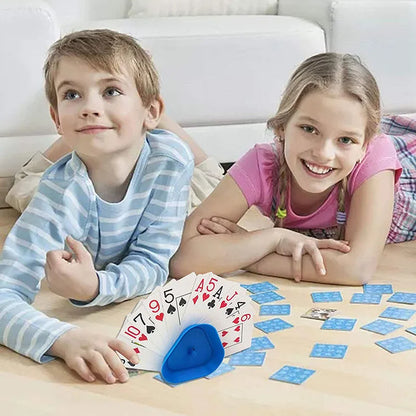 Juego de 4 soportes para cartas de juego con forma de triángulo para personas perezosas, asiento de póquer, soporte para cartas de juego de mesa para niños y personas mayores, manos libres