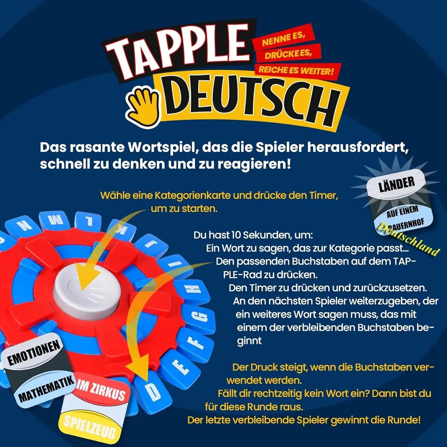 Nouveau jeu de réflexion allemand Tapple Jeu de réflexion sur les mots Jeux de société allemands Jeux de mots pour adultes Enfants Jeu de lettres Deutsch