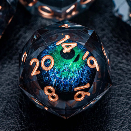 D and D Liquid Flow Core Eye Resin Dice Set | Dnd Dungeon and Dragon Pathfinder Role Playing Game D20 D&D Black Blue Dice