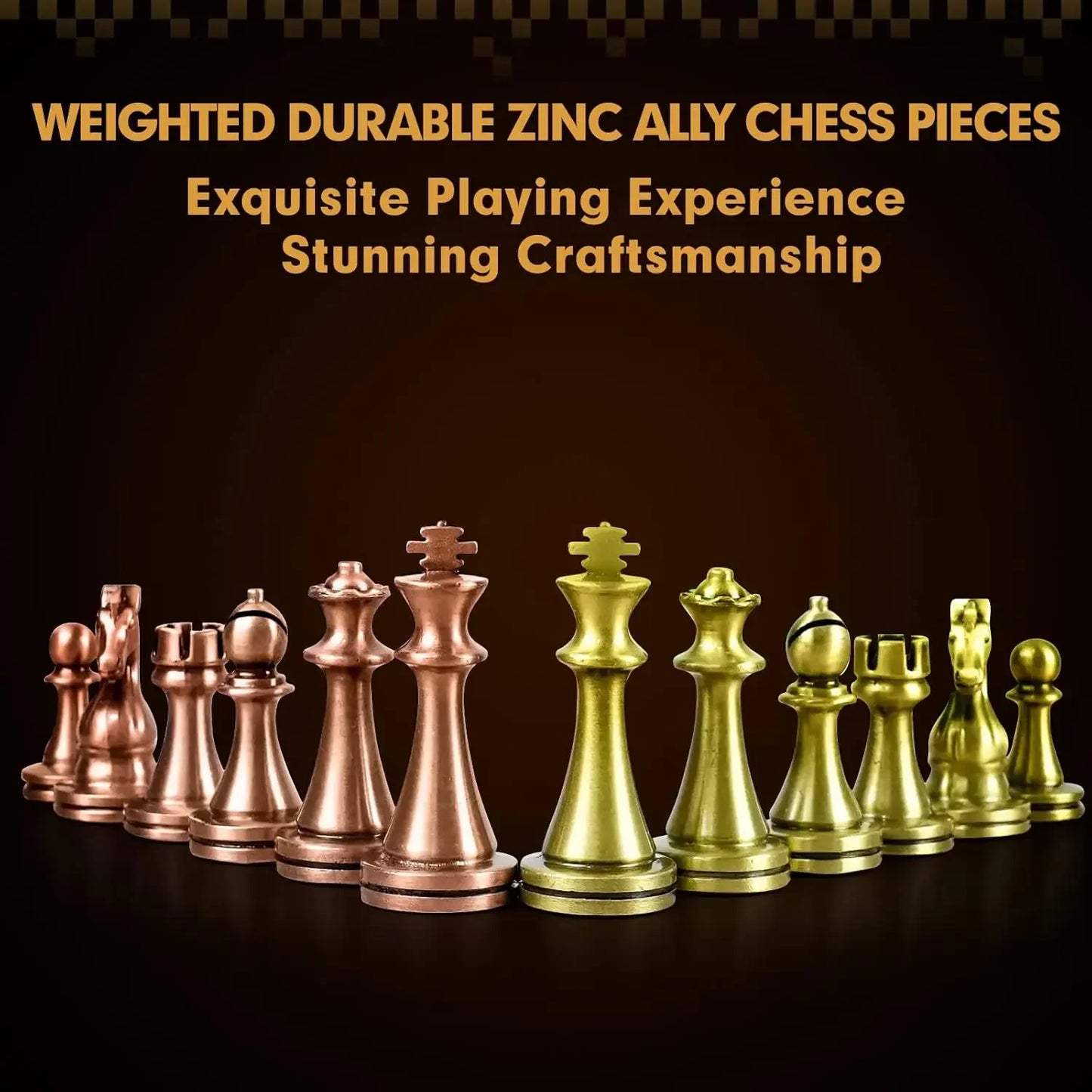 Staunton Weighted Metal Chess Pieces Chessmen with 2.6 Inch King Felted 2 Extra Queens Chess Pieces Only, No Board