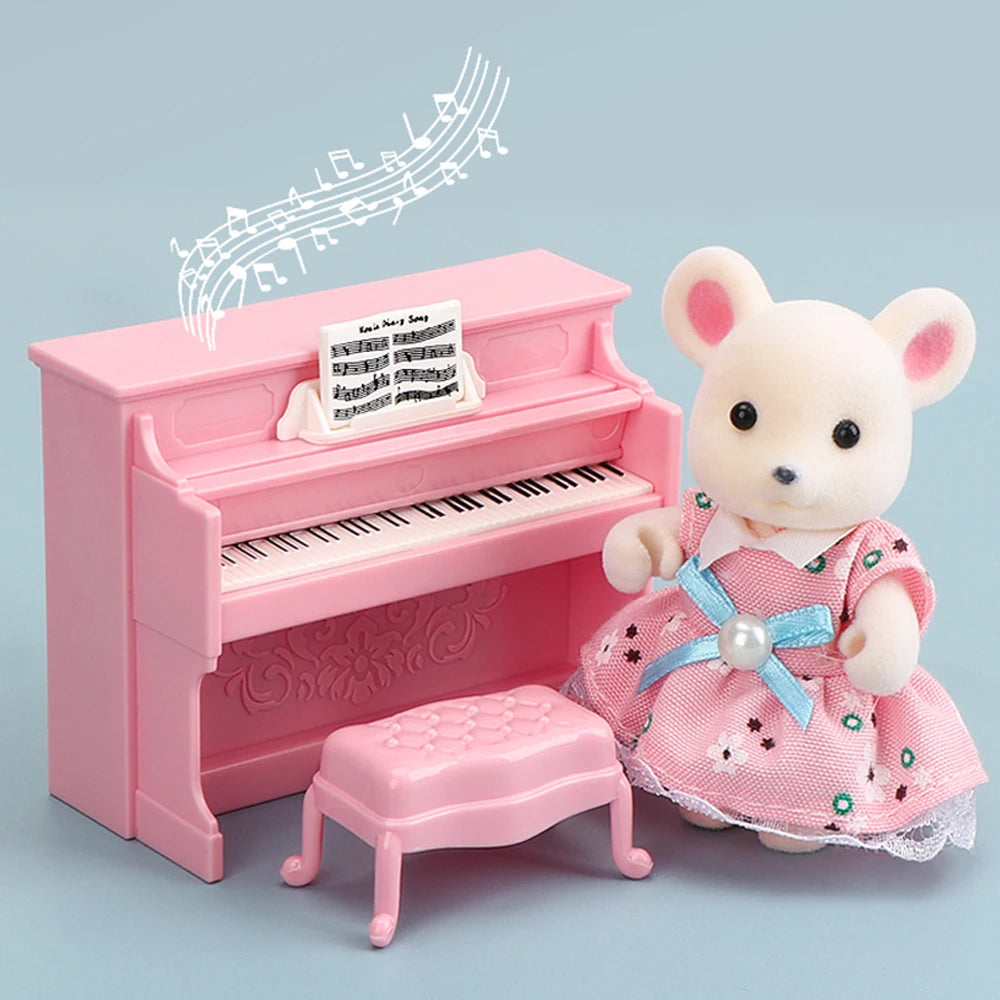 1:12 Maison de poupée Koala Miniature Meubles Simulation Musique Piano Électrique Décoration Micro Modèle Fille Playhouse Cadeau D'anniversaire Jouet